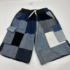 Vintage handmade Denim Jeans shorts patchwork Grunge Stretch Waist Men’s Size L